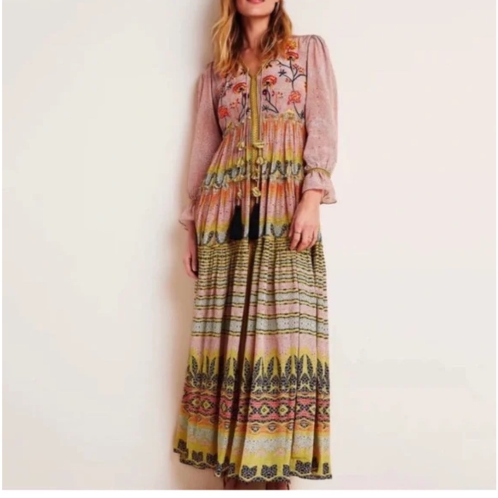 Anthropologie Bhanuni by Jyoti Embroidered Maxi Dress